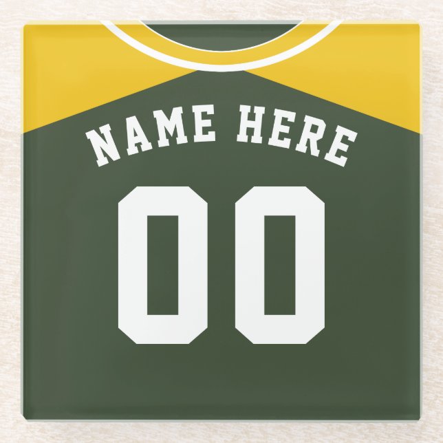 Name & Number Jersey Coaster, Softball, Baseball Glass Coaster (Front)