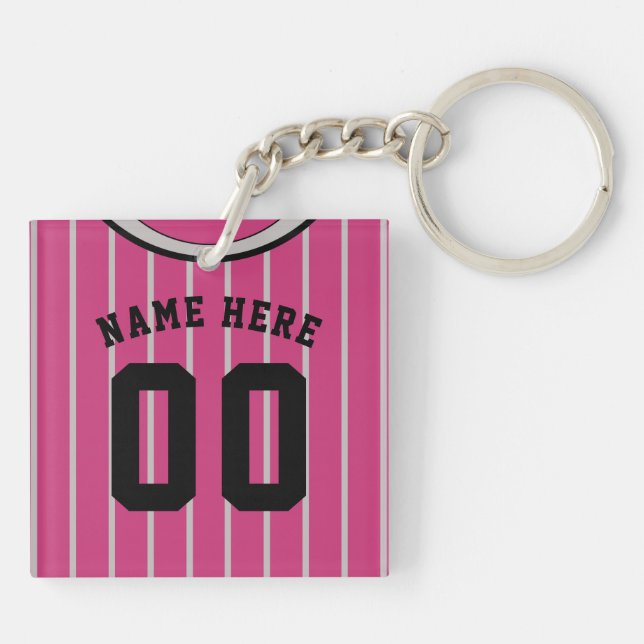 Name & Number Jersey Keyring, Baseball Softball Key Ring (Back)