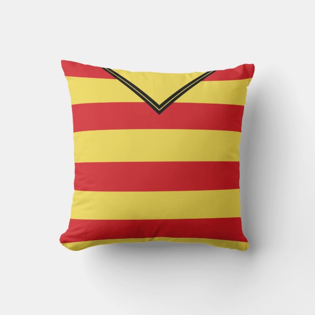 Name & Number Red Stripes Rugby Soccer Pillow (Front)