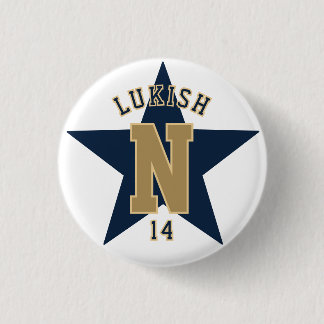 Name Number Star Navy Blue and Gold Veteran 3 Cm Round Badge