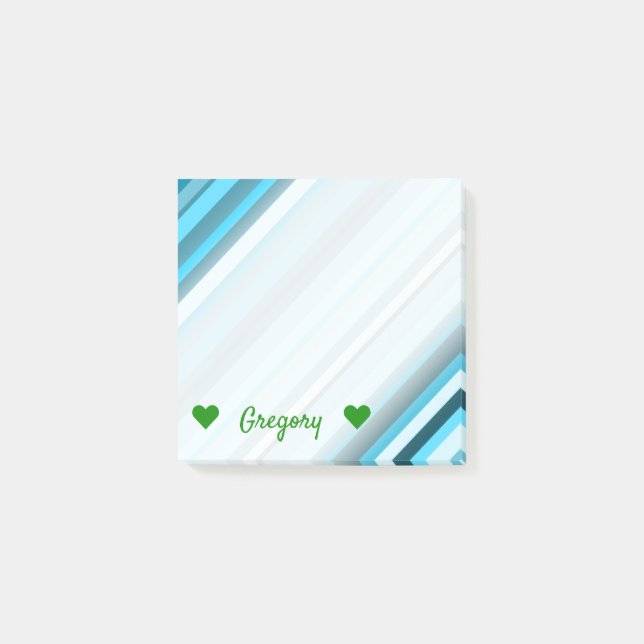 Name + Ocean-Inspired Blue/Teal/Aqua Stripes Notes (Front)