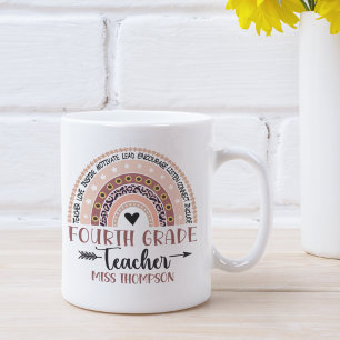 Name of 4Th grade teacher, Cute Rainbow Coffee Mug