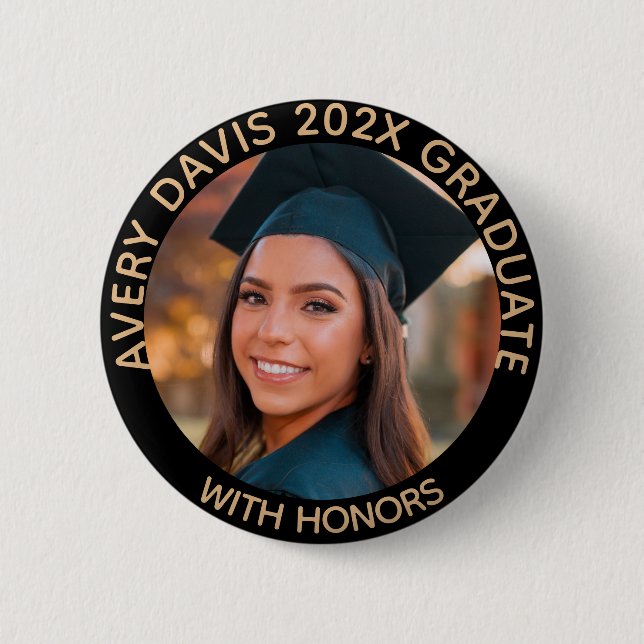 Name of Graduate Photo Year With Honours Degree 6 Cm Round Badge (Front)