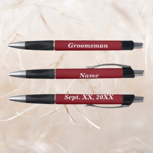 Name of Groomsman and Date Rubber Grip (Name of Groomsman and Date Rubber Grip Pen)