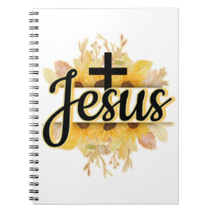 Name of Jesus w/sunflower&cross spiral Notebook