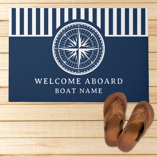 Name of your Boat Nautical Compass Doormat (Creator Uploaded)