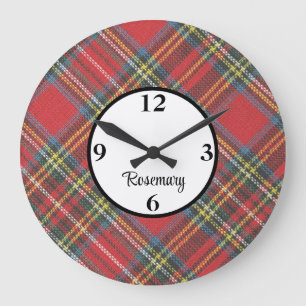 Name on 10-in Scottish Tartan Framed Acrylic Large Clock