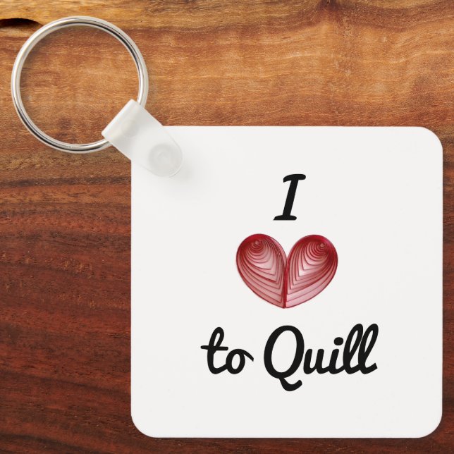Name on Back, I Heart to Quill 2.5-in Keychain (Front)