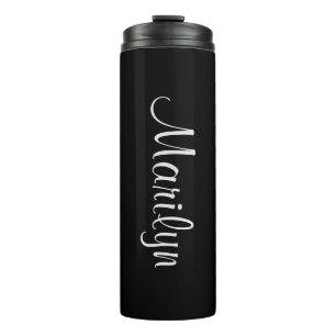 Name on Basic Black Matching Design 12oz Thermal Tumbler