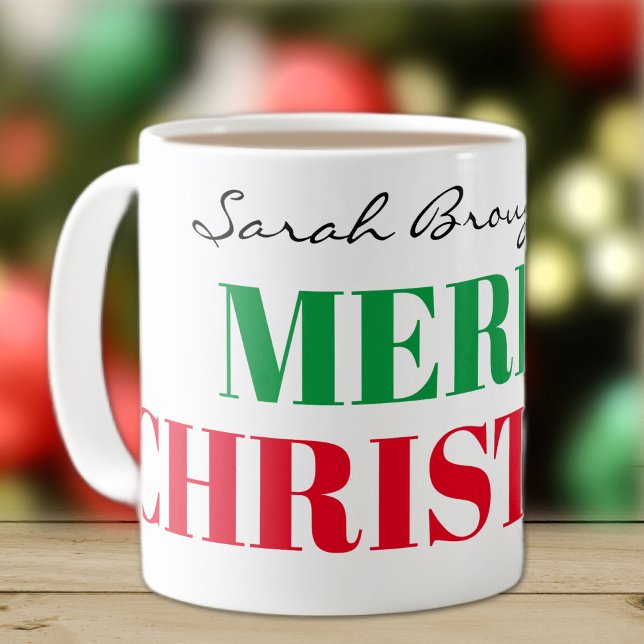 Name on Big Merry Christmas 11oz Classic Coffee Mug (Creator Uploaded)