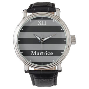 name on black stripes watch