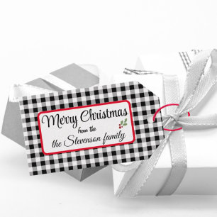 Name on Black & White Buffalo Check 10  Gift Tags
