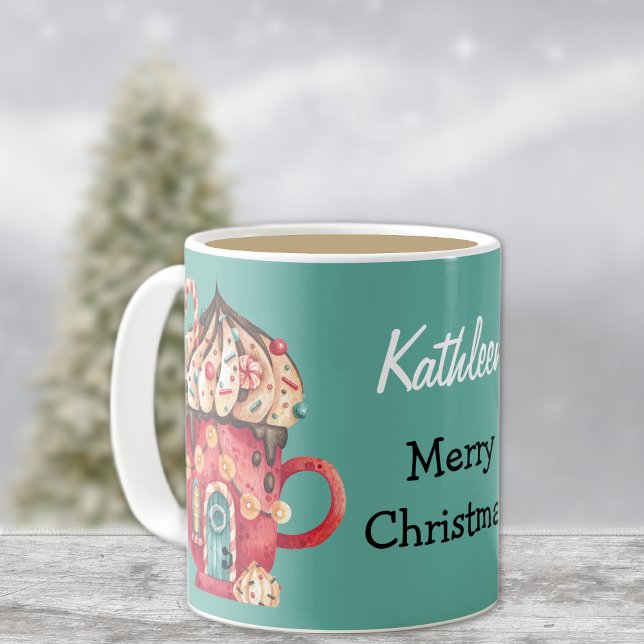 Name on Colourful Merry Christmas Candy House  11o Coffee Mug (Creator Uploaded)