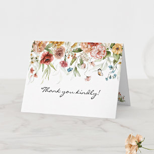 Name on Elegant Fine Art Floral Drop Thank You Card
