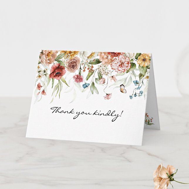 Name on Elegant Fine Art Floral Drop Thank You Card (Creator Uploaded)