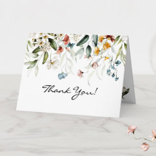 Name on Elegant Fine Art Floral Drop Thank You Card