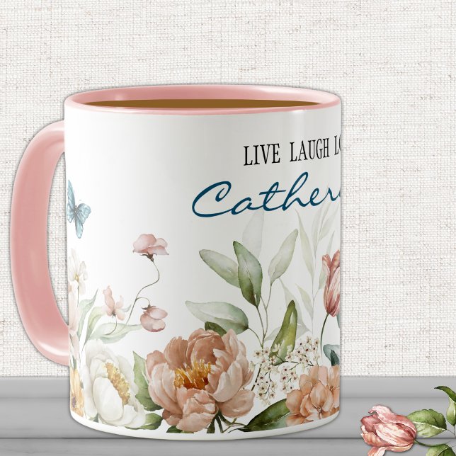 Name on Elegant Watercolor Floral 11oz Combo Mug (Creator Uploaded)