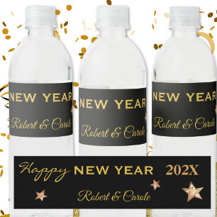 Name on Happy New Year Beverage & Water Bottle Label