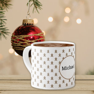 Name on Holiday Gingerbread Man Pattern 6oz Espresso Cup