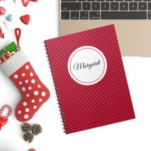 Name on Red & White Swiss Dots Spiral