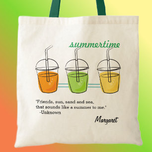 Name on Summertime Cotton Budget Tote Bag