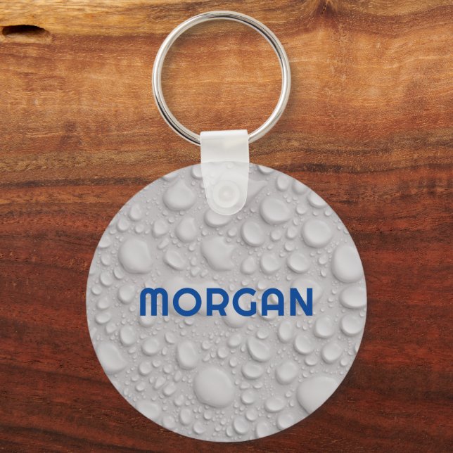 Name or Monogram on Water Drops Keychain (Front)