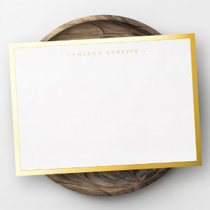 Name or monogram silver gold foil border note card