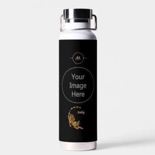 Name Orange Paisley Bengal Kitten Yoga Stretching Water Bottle