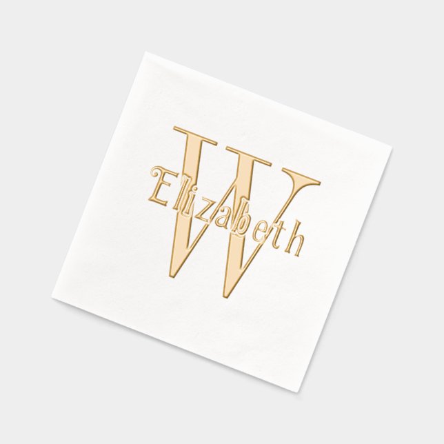Name Over Single Bold Initials #35 Foil Napkins (Left)