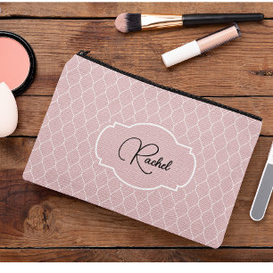 Name    Pale Blush Pink Stylish Trellis Pattern Accessory Pouch