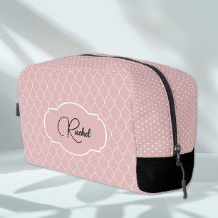 Name    Pale Blush Pink Stylish Trellis Pattern Dopp Kit