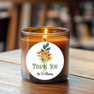 Name, Paper Quilled Flowers, Thank You, 3-in Classic Round Sticker