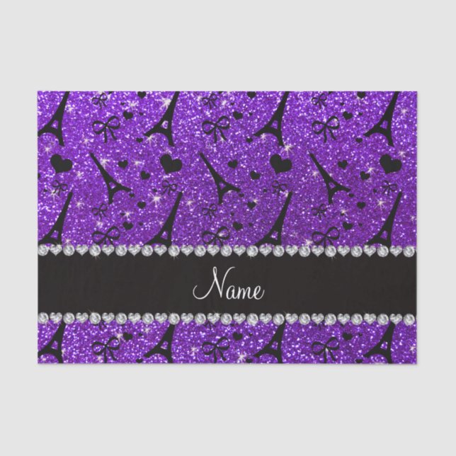 Name paris eiffek tower indigo purple glitter tissue paper (Front)
