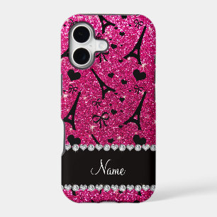 name paris eiffel tower neon hot pink glitter