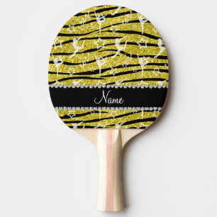 Name pastel yellow gymnastics glitter zebra stripe ping pong paddle