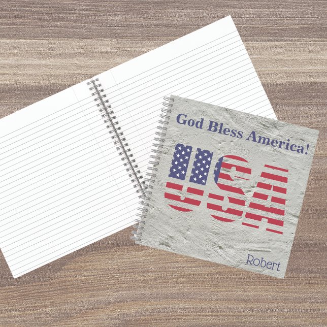 Name, Patriotic USA Flag 8.5x8.5 Notebook (Creator Uploaded)