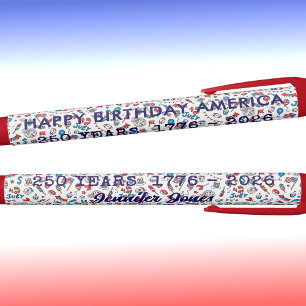 Name Personal Family Business Cute 4th of July Ink Black Ink Pen