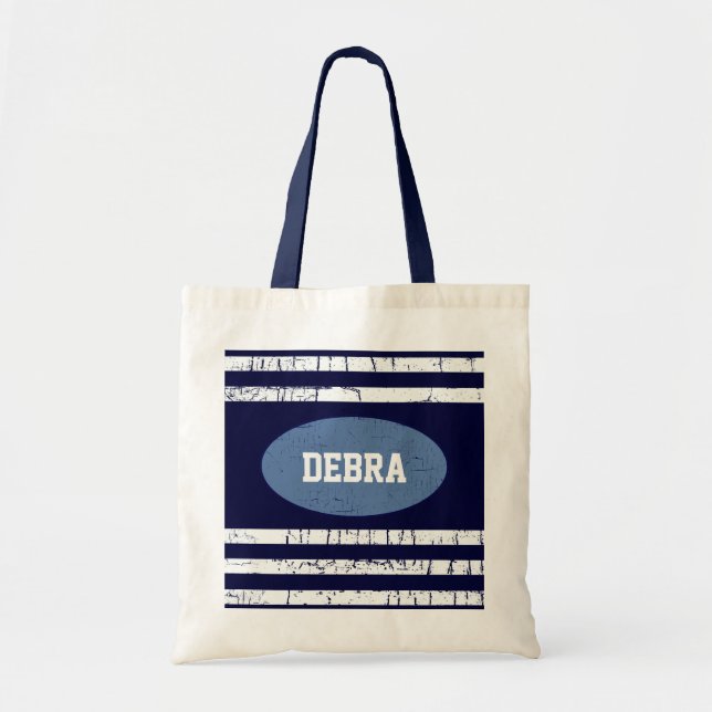 name personalised blue tote bag (Front)