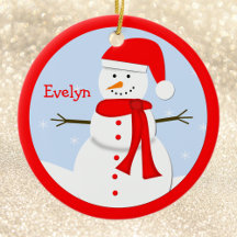Name Personalised Christmas Snowman Ornament
