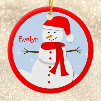 Name Personalised Christmas Snowman Ornament