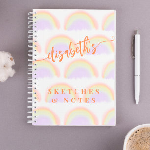 Name personalised colourful pattern sketchbook  notebook