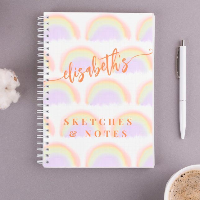 Name personalised colourful pattern sketchbook  notebook (Creator Uploaded)