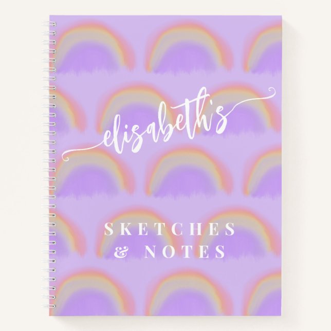 Name personalised colourful pattern sketchbook  notebook (Front)