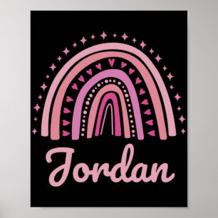 Name Personalised Funny Women Pink Rainbow Jordan  Poster