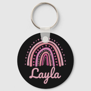 Name Personalised Funny Women Pink Rainbow Layla Key Ring
