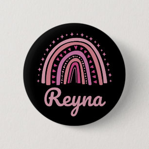 Name Personalised Funny Women Pink Rainbow Reyna 6 Cm Round Badge