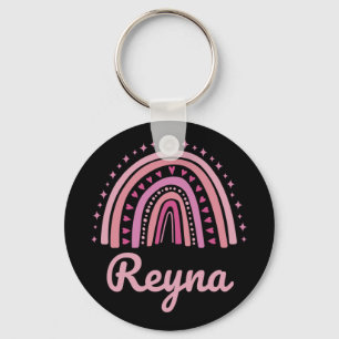 Name Personalised Funny Women Pink Rainbow Reyna Key Ring