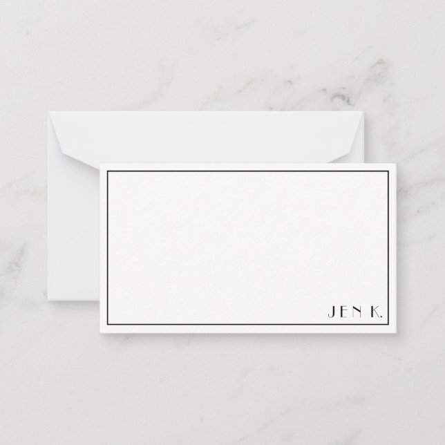 Name Personalised Modern Black White Minimalist Card (Front)