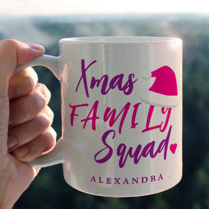 Name personalised pink Christmas family script Coffee Mug