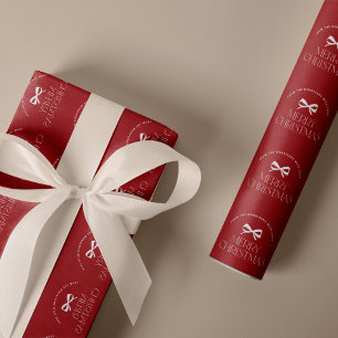 Name personalised white red Merry Christmas Wrapping Paper